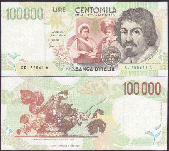 1994 Italy 100,000 Lire (Unc)